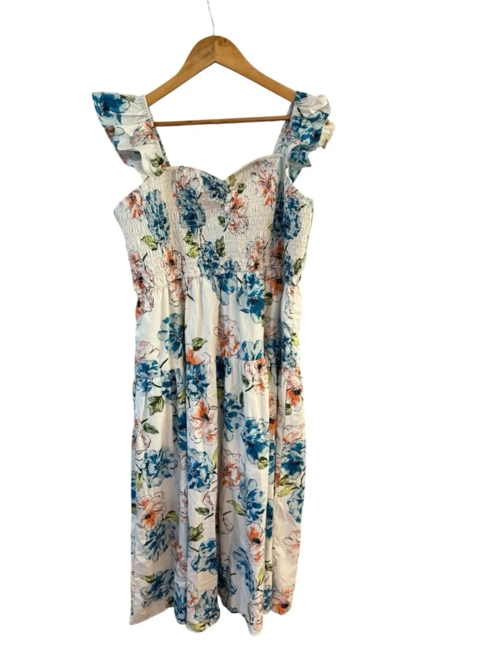 NWT Abercrombie & Fitch Ruffle Strap Floral Midi Cottagecore Spring Dress XXL